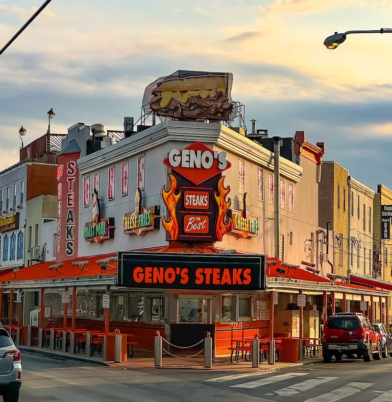 Außenansicht von Geno´s Steaks in Philadelphia